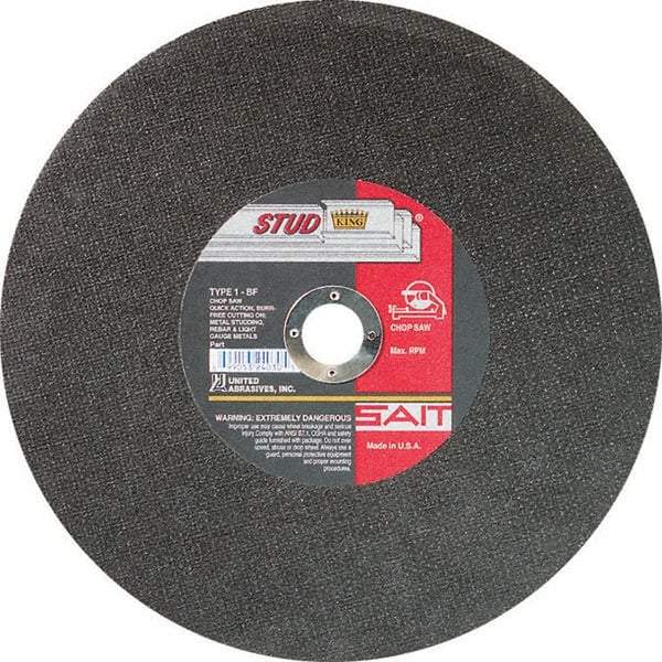 Sait - 10" Aluminum Oxide Cutoff Wheel - 3/32" Thick, 5/8" Arbor, 6,100 Max RPM, Use with Chop Saws - A1 Tooling