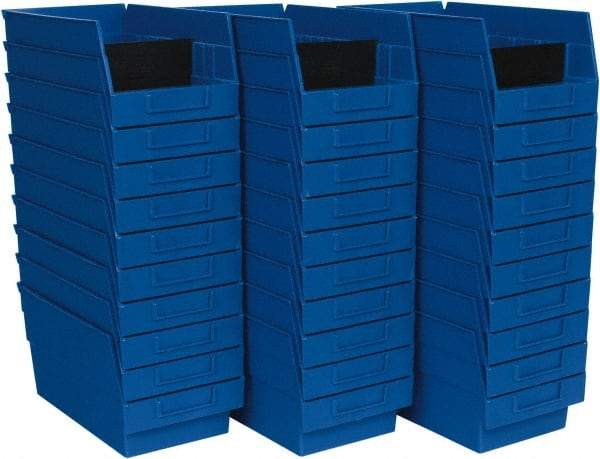 Quantum Storage - 50 Lb. Load Capacity, 11-5/8" Deep, Blue Polypropylene Hopper Shelf Bin - 6" High x 6-5/8" Wide x 11-5/8" Long - A1 Tooling