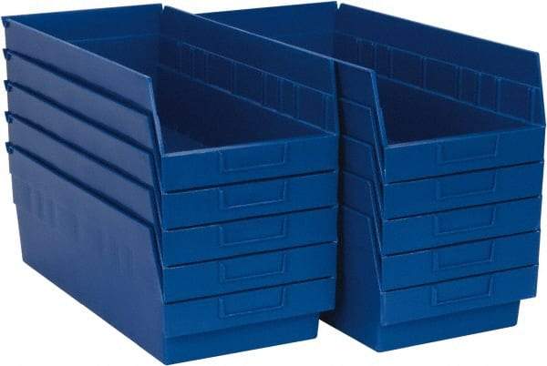 Quantum Storage - 50 Lb. Load Capacity, 17-7/8" Deep, Blue Polypropylene Hopper Shelf Bin - 6" High x 8-3/8" Wide x 17-7/8" Long - A1 Tooling