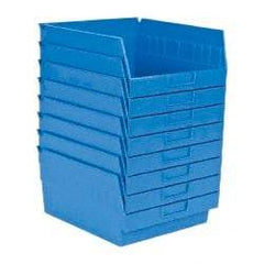 Quantum Storage - 50 Lb. Load Capacity, 11-5/8" Deep, Blue Polypropylene Hopper Shelf Bin - 6" High x 11-1/8" Wide x 11-5/8" Long - A1 Tooling