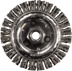 PFERD - 4" OD, 5/8-11 Arbor Hole, Knotted Steel Wheel Brush - 3/16" Face Width, 3/4" Trim Length, 0.02" Filament Diam, 20,000 RPM - A1 Tooling