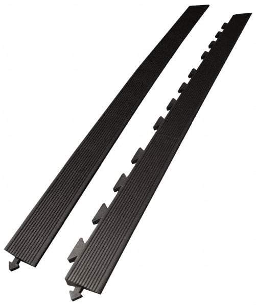 Wearwell - 5' Long x 3' Wide x 5/8" Thick, Anti-Fatigue Modular Matting Ramp Edge - Female, 1 Interlocking Side, Black, For Dry Areas, Series 502 - A1 Tooling