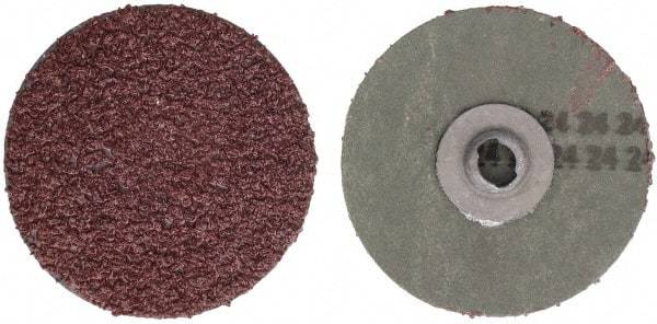 Tru-Maxx - 3" Disc Diam, 24 Grit, Aluminum Oxide Quick Change Disc - Type S Attaching System, Coated, Maroon, Very Coarse Grade - A1 Tooling