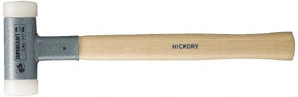 HALDER - 8 oz Head 3/4" Face Diam Nylon Dead Blow Hammer - 11-3/4" OAL, Hickory Handle - A1 Tooling