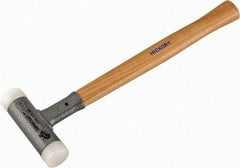 HALDER - 15 oz Head 1-3/16" Face Diam Nylon Dead Blow Hammer - 13" OAL, Hickory Handle - A1 Tooling