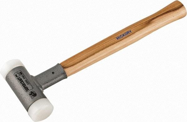 HALDER - 26 oz Head 1-1/2" Face Diam Nylon Dead Blow Hammer - 14" OAL, Hickory Handle - A1 Tooling