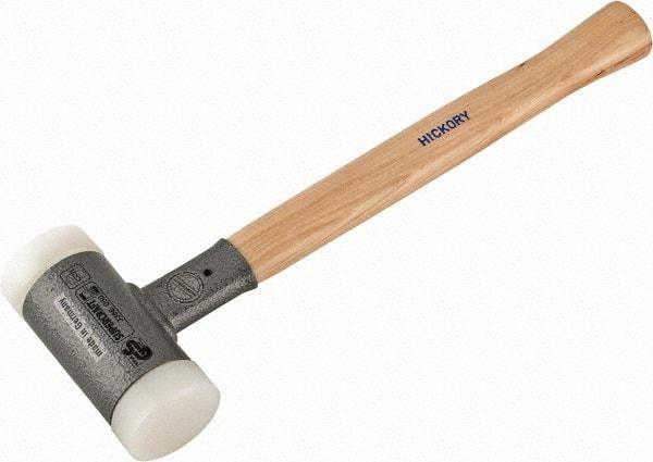 HALDER - 35 oz Head 2" Face Diam Nylon Dead Blow Hammer - 14-1/2" OAL, Hickory Handle - A1 Tooling