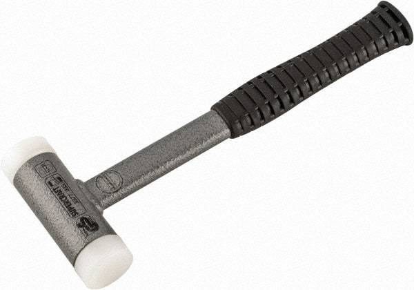 HALDER - 25 oz Head 1-3/8" Face Diam Nylon Dead Blow Hammer - 11-1/2" OAL, Steel Handle - A1 Tooling