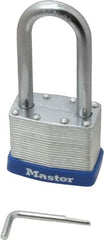 Master Lock - 2" Body Width, 2-1/4" Shackle Clearance, Laminated Steel Zinc Coating Combination Lock - 5/16" Shackle Diam, 15/16" Shackle Width - A1 Tooling