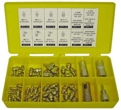 PRO-LUBE - 60 Piece, Metric, Box Plastic Steel Grease Fitting Set - Includes Metric Thread Types, Includes M10x1: (20) Straight, (4) 90°, M6x1: (12) Straight, (4) 90°, M8x1: (12) Straight, (4) 90° - A1 Tooling