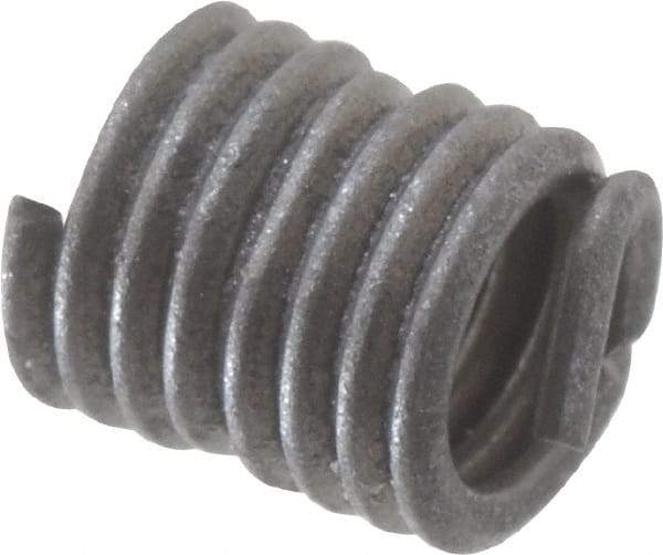 Recoil - 100 Inserts, #2-56 UNC, 2D, Stainless Steel Screw Locking Insert - 7-3/8 Free Coils, 0.172 Inch Overall Length, 0.11 to 0.119 Inch Outside Diameter, with Tang, Dry Film Lubricant - Exact Industrial Supply