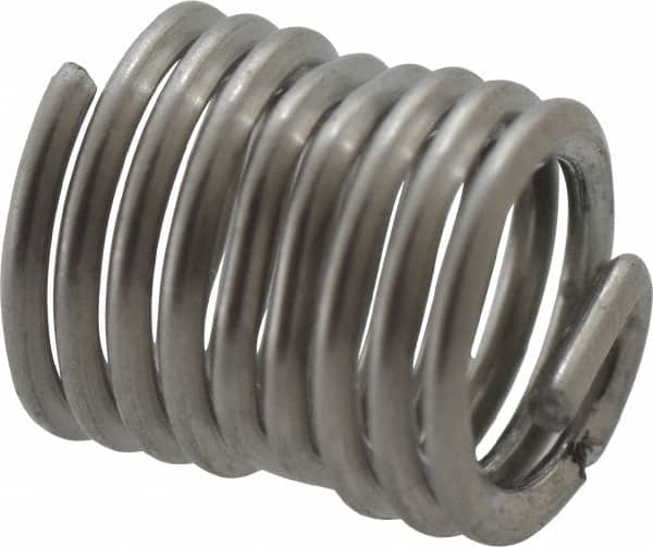 Recoil - 100 Inserts, M4x0.7 UNC, 2D, Stainless Steel Screw Locking Insert - 8-5/8 Free Coils, 8mm Overall Length, with Tang, Bright Finish - Exact Industrial Supply