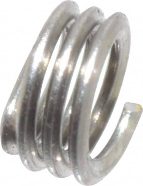 Recoil - #2-56 UNC, 0.086" OAL, Free Running Helical Insert - 3 Free Coils, Tanged, Stainless Steel, Bright Finish, 1D Insert Length - Exact Industrial Supply