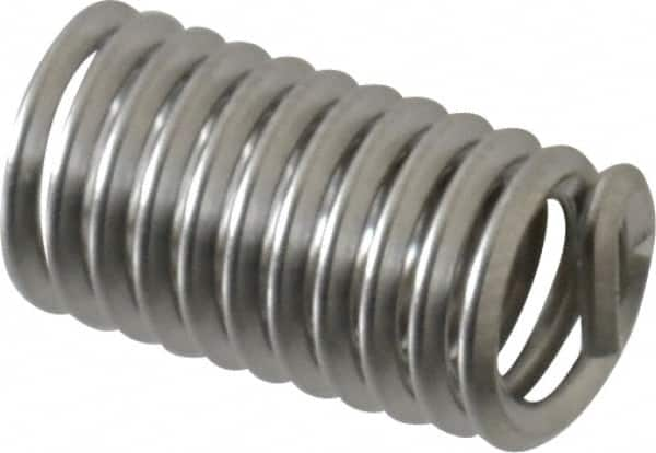 Recoil - #10-24 UNC, 0.57" OAL, Free Running Helical Insert - 11-3/8 Free Coils, Tanged, Stainless Steel, Bright Finish, 3D Insert Length - A1 Tooling