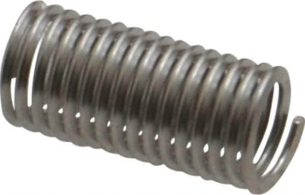 Recoil - #10-32 UNF, 0.57" OAL, Free Running Helical Insert - 14-7/8 Free Coils, Tanged, Stainless Steel, Bright Finish, 3D Insert Length - A1 Tooling