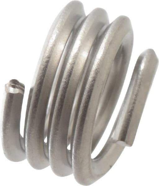 Recoil - 1/4-20 UNC, 1/4" OAL, Free Running Helical Insert - 3-3/8 Free Coils, Tanged, Stainless Steel, 1D Insert Length - Exact Industrial Supply