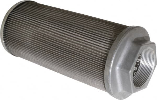 Flow Ezy Filters - 100 Mesh, 189 LPM, 50 GPM, 4.3" Diam, Female Suction Strainer without Bypass - 2 Port NPT, 9.8" Long - A1 Tooling