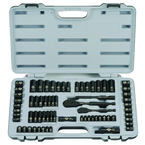 STANLEY® 1/4" & 3/8" Drive 69 Piece Fractional & Metric Black Chrome Laser Etched Socket Set - A1 Tooling