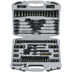 STANLEY® 1/4" & 3/8" Drive 99 Piece Fractional & Metric Black Chrome Laser Etched Socket Set - A1 Tooling