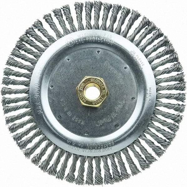 Weiler - 7" OD, 5/8-11 Arbor Hole, Stringer Bead Steel Wheel Brush - 3/16" Face Width, 7/8" Trim Length, 20,000 RPM - A1 Tooling