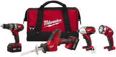 Milwaukee Tool - 18 Volt Cordless Tool Combination Kit - Includes 1/2" Hammer Drill, 1/4" Hex Impact Driver & One-Handed Hackzall Reciprocating Saw, Lithium-Ion Battery Included - A1 Tooling