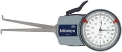 Mitutoyo - 10 to 30mm Inside Dial Caliper Gage - 0.01mm Graduation, 0.03mm Accuracy, 85mm Leg Length, 5.2mm Deep x 1.2mm Wide Groove, Ball Contact Points - A1 Tooling