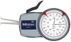 Mitutoyo - 0.2 to 0.6" Inside Dial Caliper Gage - 0.0002" Graduation, 0.0008" Accuracy, 1.37" Leg Length, 0.09" Deep x 0.032" Wide Groove, Ball Contact Points - A1 Tooling