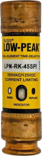 Cooper Bussmann - 125 VDC, 250 VAC, 45 Amp, Time Delay General Purpose Fuse - Fuse Holder Mount, 76.2mm OAL, 100 at DC, 300 at AC (RMS) kA Rating, 13/16" Diam - A1 Tooling