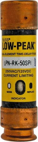 Cooper Bussmann - 125 VDC, 250 VAC, 50 Amp, Time Delay General Purpose Fuse - Fuse Holder Mount, 76.2mm OAL, 100 at DC, 300 at AC (RMS) kA Rating, 13/16" Diam - A1 Tooling