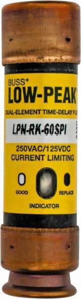 Cooper Bussmann - 125 VDC, 250 VAC, 60 Amp, Time Delay General Purpose Fuse - Fuse Holder Mount, 76.2mm OAL, 100 at DC, 300 at AC (RMS) kA Rating, 13/16" Diam - A1 Tooling