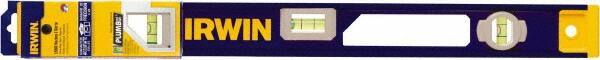 Irwin - Magnetic 24" Long 3 Vial I-Beam Level - Aluminum, Blue/Yellow, 1 Level & 2 Plumb Vials - A1 Tooling