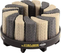 Brush Research Mfg. - 5" 120 Grit Ceramic/Silicon Carbide Tapered Disc Brush - Medium Grade, CNC Adapter Connector, 0.71" Trim Length, 7/8" Arbor Hole - A1 Tooling