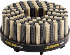 Brush Research Mfg. - 4" 120 Grit Ceramic/Silicon Carbide Tapered Disc Brush - Medium Grade, CNC Adapter Connector, 0.71" Trim Length, 7/8" Arbor Hole - A1 Tooling