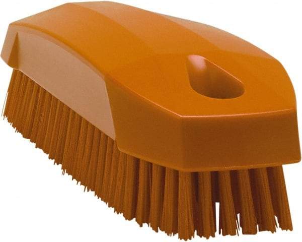 Vikan - 0.7" Bristle Length, Polyester Scrub Brush - 1-1/2" Wide Head, 4-1/2" OAL, Orange, Polypropylene Block - A1 Tooling