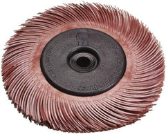 3M - 9/16" Diam, 1/16" Max Face Width, Shank Radial Bristle Brush - 220 Grit, Very Fine Grade, 30,000 Max RPM, Red - A1 Tooling