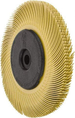 3M - 6" Diam, 7/16" Max Face Width, Plain Hole Radial Bristle Brush - 80 Grit, Medium Grade, 6,000 Max RPM, Yellow - A1 Tooling