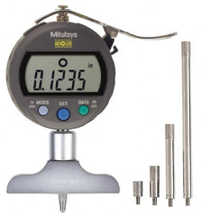 Mitutoyo - 0" to 8" Stainless Steel Electronic Depth Gage - 0.001" Accuracy, 0.01mm Resolution, 2-1/2" Base Length - A1 Tooling