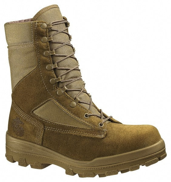 Work Boot: Size 13, 8″ High, Nylon, Steel Toe Brown & Tan, Wide Width, Non-Slip Sole