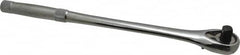 Proto - 1/2" Drive Pear Head Ratchet - Chrome Finish, 15" OAL, 45 Gear Teeth, Long Knurled Handle, Standard Head - A1 Tooling