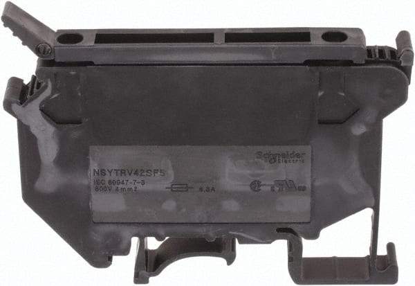 Schneider Electric - 1 Pole, 500 Volt, 6.3 Amp, -40 to 266°F, DIN Rail Mount, Polyamide Fused Terminal Block - 3 Contacts, 26 to 10 AWG Compatibility, 56-1/2mm High - A1 Tooling