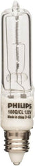 Philips - 150 Watt Halogen Commercial/Industrial Miniature Candelabra Lamp - 2,700°K Color Temp, 1,600 Lumens, 120 Volts, Dimmable, T4, 1,000 hr Avg Life - A1 Tooling