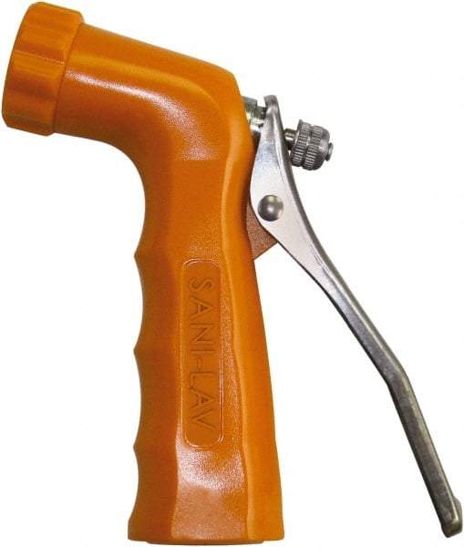 SANI-LAV - 3/4" Pipe, Insulated, Grade 3 Zinc Adjustable Spray Pattern Nozzle - Safety Orange, 3/4 GHT Connection, 6.5 Gal per min at 100 psi, 3/4 GHT, 3/4" Orifice Diam, For Use With Water - A1 Tooling