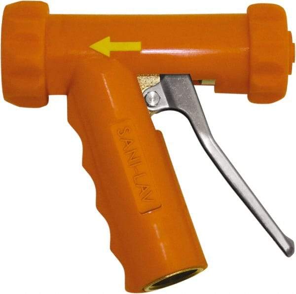 SANI-LAV - 3/4" Pipe, Insulated, Grade C-36000 Brass Adjustable Spray Pattern Nozzle - Safety Orange, 3/4 GHT Connection, 8.9 Gal per min at 100 psi, 3/4 GHT, 3/4" Orifice Diam, For Use With Water - A1 Tooling