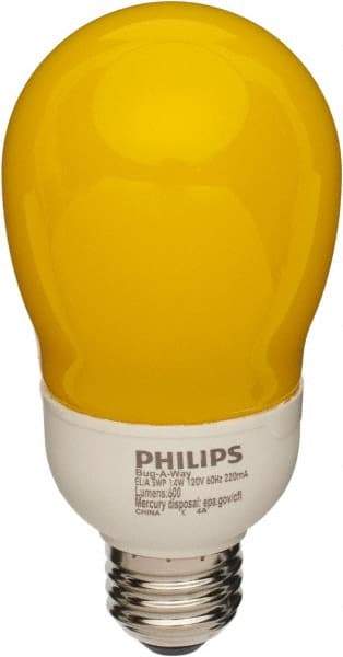 Philips - 14 Watt Fluorescent Residential/Office Medium Screw Lamp - 2,700°K Color Temp, 600 Lumens, 120 Volts, A19, 8,000 hr Avg Life - A1 Tooling