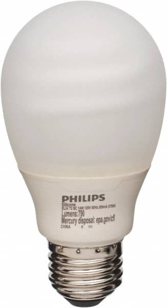 Philips - 14 Watt Fluorescent Residential/Office Medium Screw Lamp - 2,700°K Color Temp, 800 Lumens, 120 Volts, Twister, 8,000 hr Avg Life - A1 Tooling