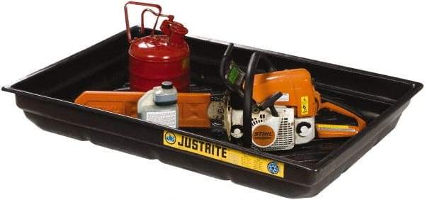 Justrite - 20 Gallon Capacity, 23 Inch Long x 47-1/2 Inch Wide, Polyurethane Spill Tray - 23 Inch Diameter, 5-1/2 Inch High, Black - A1 Tooling