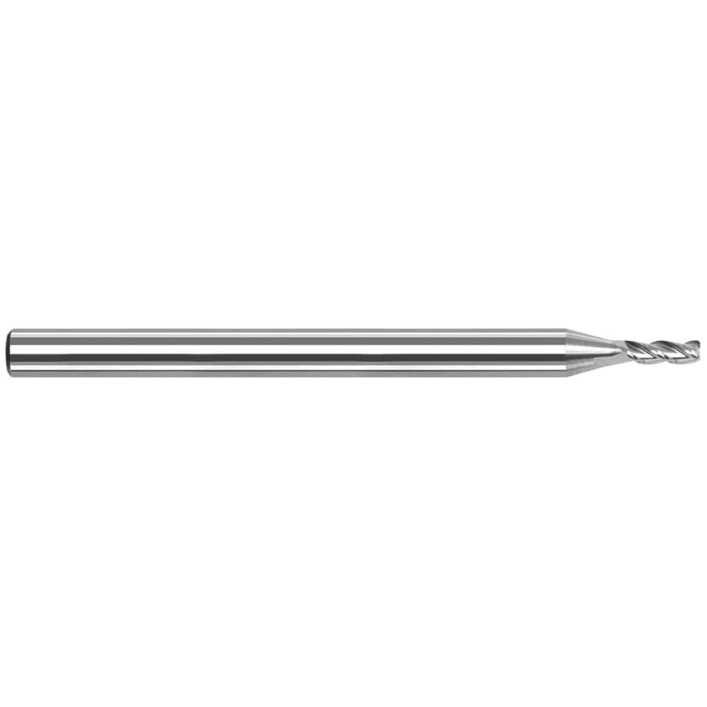 Corner Radius End Mill: 0.1562″ Dia, 3/4″ LOC, 0.005″ Radius, 3 Flutes, Solid Carbide 3″ OAL, 3/16″ Shank Dia, 42 ° Helix, Bright/Uncoated, Corner Radius End