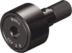 McGill - 1-1/4" Roller Diam x 3/4" Width, 1/2" Stud Diam x 1-1/4" Length, Crowned Sealed Stud Cam Follower with Hex - Steel, 5/8" Thread Length, 1/2-20 Thread, 2.03" OAL, 3,930 Lb Dynamic Cap, 4,250 Lb Static Cap - A1 Tooling