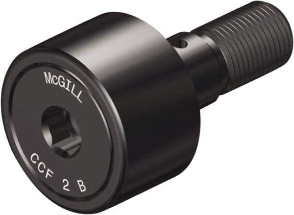 McGill - 1-1/2" Roller Diam x 7/8" Width, 5/8" Stud Diam x 1-1/2" Length, Crowned Sealed Stud Cam Follower with Hex - Steel, 3/4" Thread Length, 5/8-18 Thread, 2.41" OAL, 4,840 Lb Dynamic Cap, 5,640 Lb Static Cap - A1 Tooling