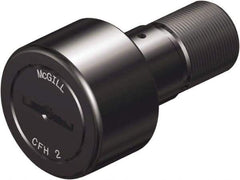 McGill - 1-3/8" Roller Diam x 3/4" Width, 1/2" Stud Diam x 1-1/4" Length, Heavy Stud Cam Follower - Steel, 5/8" Thread Length, 3/4-16 Thread, 2.03" OAL, 3,930 Lb Dynamic Cap, 8,500 Lb Static Cap - A1 Tooling